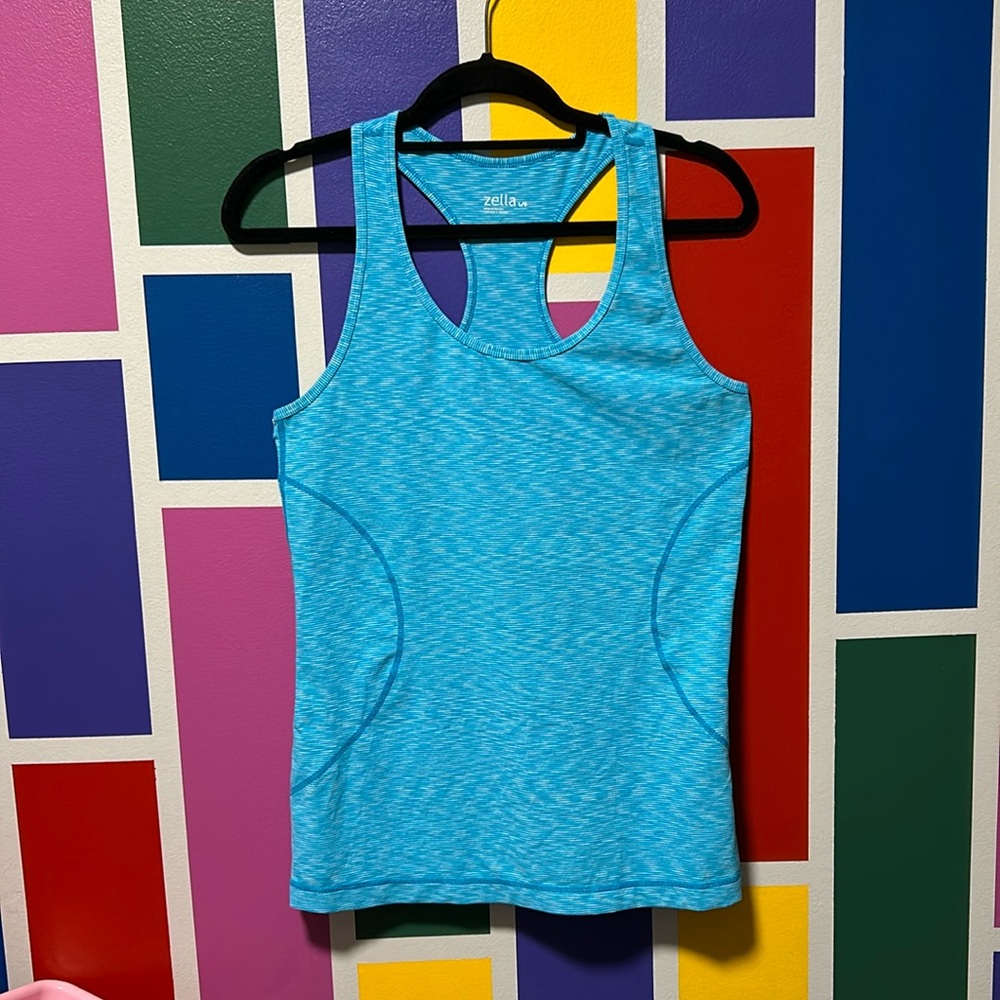 Zella Blue Heathered Exercise Workout Tank Top